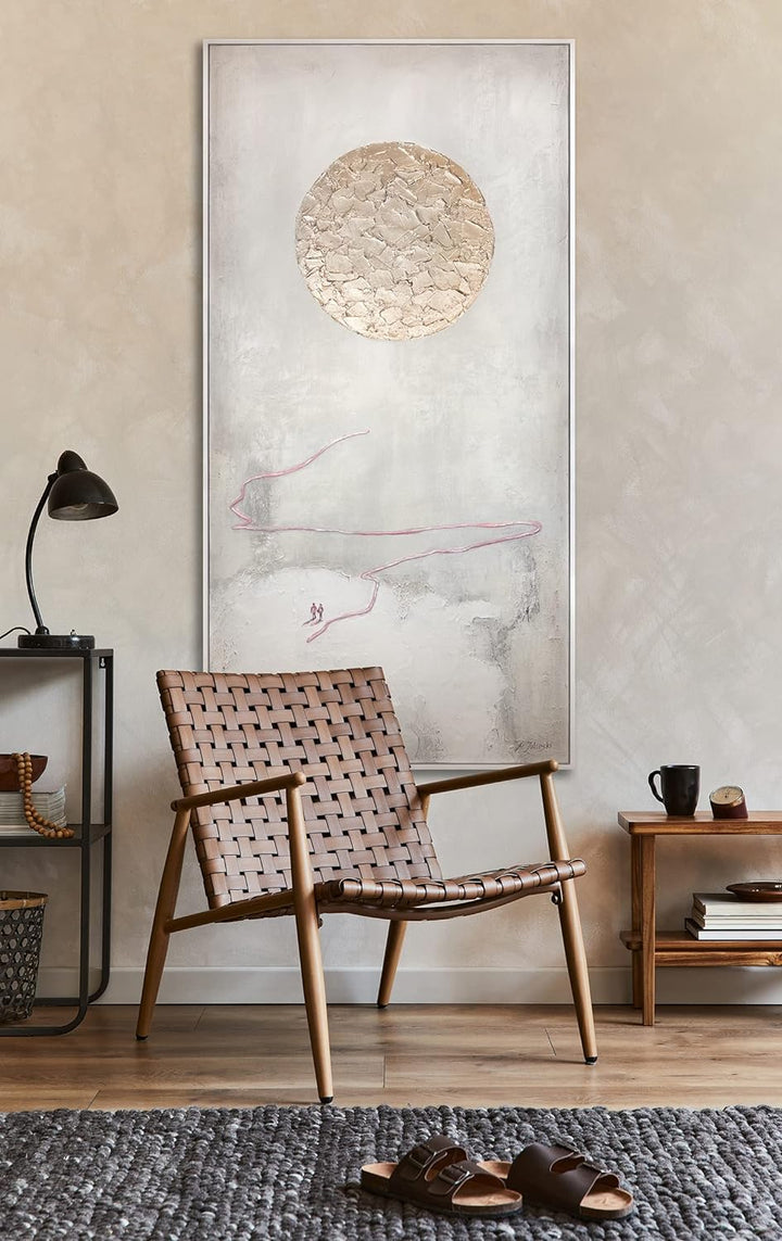 YS-Art Abstrakt Acryl Gemälde auf Leinwand mit Rahmen Weg zur Sonne handgemalt Wandbilder Wohnzimmer