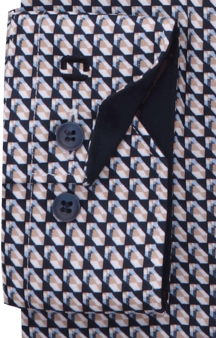 OLYMP No. Six super Slim Hemd Langarm New Kent Kragen Muster Navy 39 Blau, 39 Blau