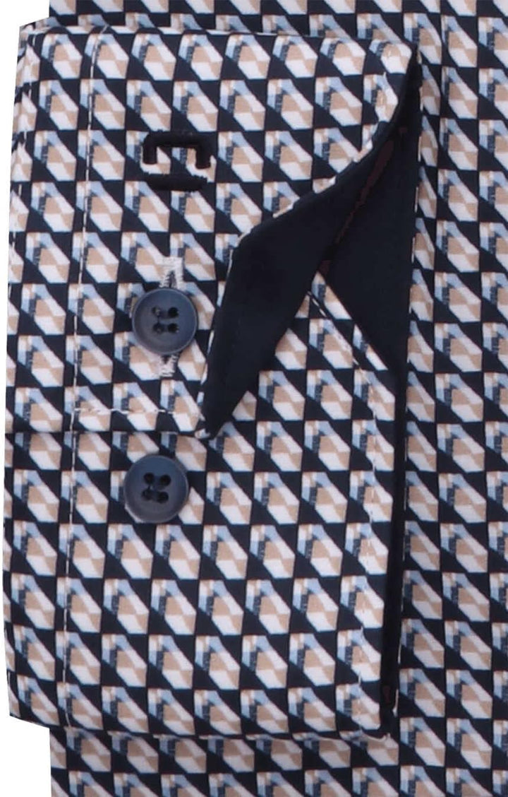 OLYMP No. Six super Slim Hemd Langarm New Kent Kragen Muster Navy 39 Blau, 39 Blau