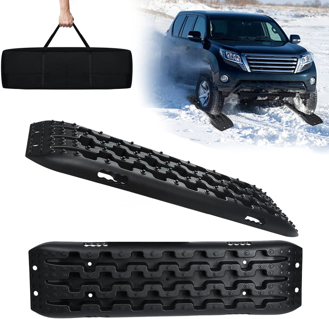 NAIZY 2x Sandbleche Offroad Traktionsmatte Kunstoff Anfahrhilfe Recovery Board Tracks mit Aufbewahru