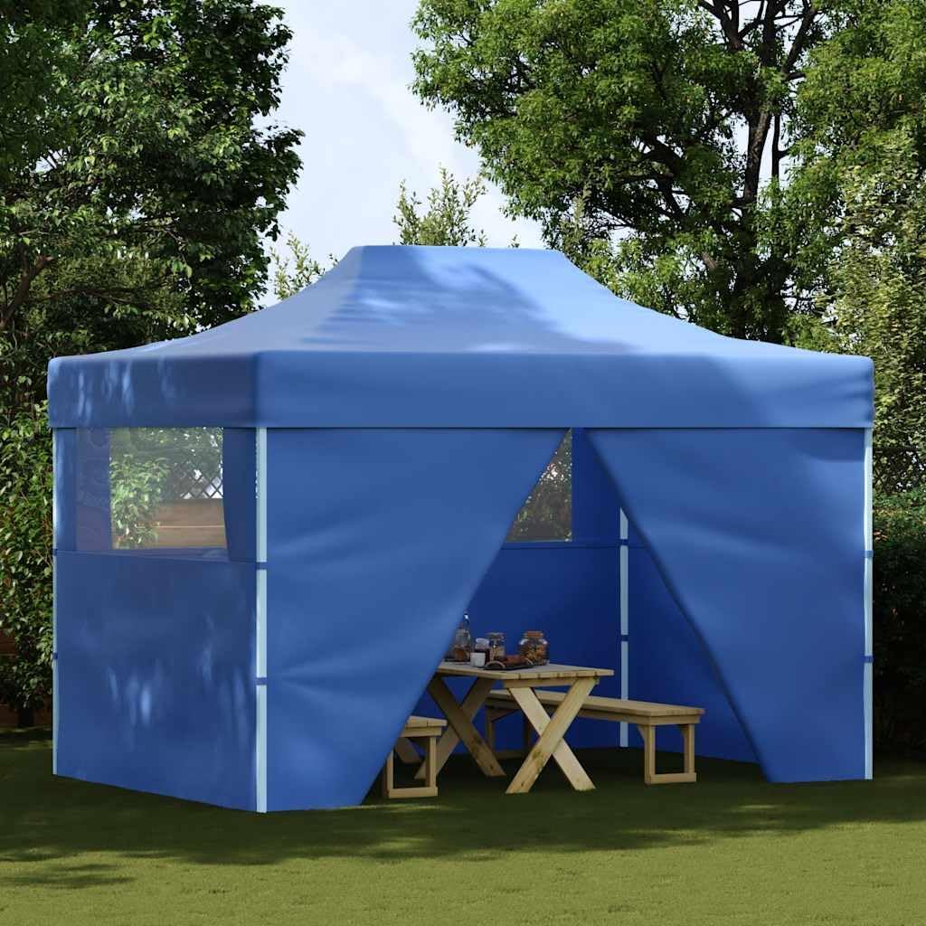 vidaXL Faltzelt mit 4 Seitenteilen 3x4,5m Blau Gartenzelt Partyzelt Festzelt, Blau