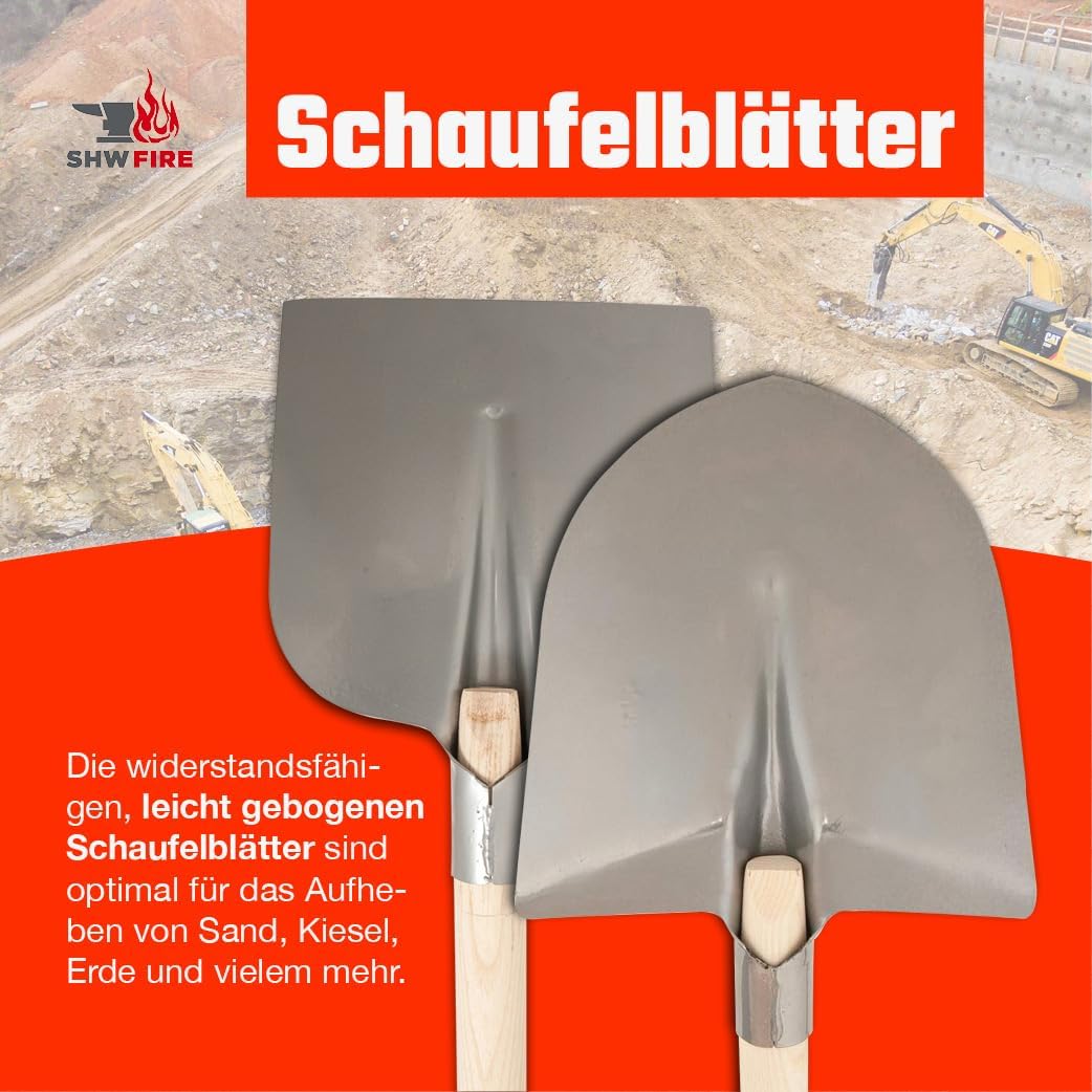 SHW-FIRE Holsteiner und Frankfurter Schaufel aus Spezialstahl und Eschenholz. 130cm