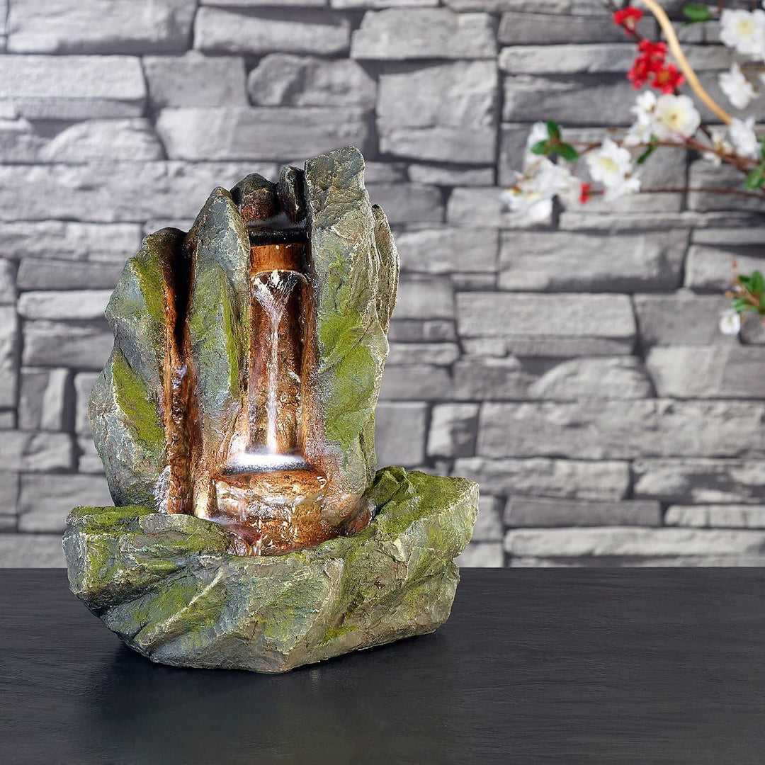 infactory Springbrunnen: Beleuchteter Zimmerbrunnen Felsspalte mit LED und Pumpe (LED Brunnen, Sprin