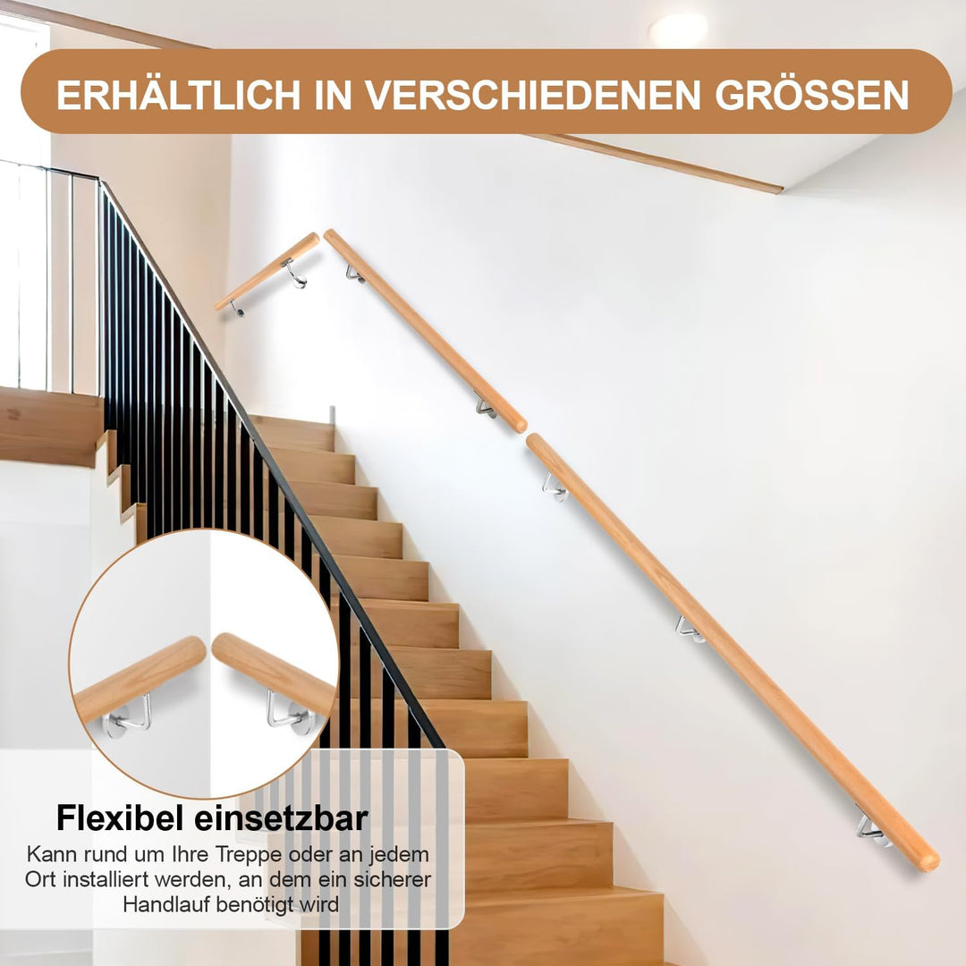 Ikodm Buche Holz Handlauf Treppengeländer 50cm Ø 42mm Geländer für Treppe Treppe Wandhandlauf Wand T