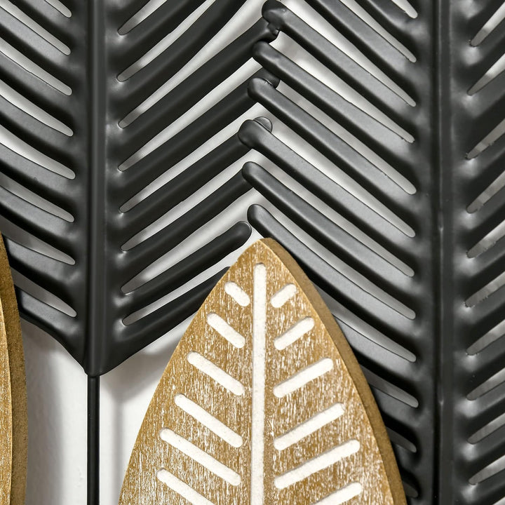 HOMCOM 2-Set 3D-Wandbild aus Metall Blätter Wandschmuck Wanddeko Wandverzierung modern Wohnzimmer-Ku