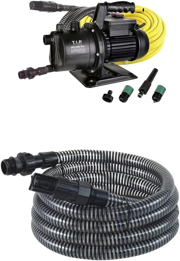 T.I.P. Gartenpumpen-Set GPS 3200 Plus + T.I.P. 31009 Saugschlauch Ansaugschlauchgarnitur Fördermenge