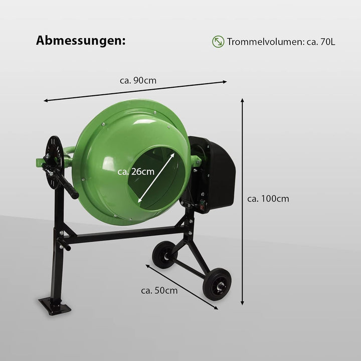 TrutzHolm® Betonmischer mit 70l Trommel leistungsstarker Elektromotor mit 275 Watt stabile Stahlkons
