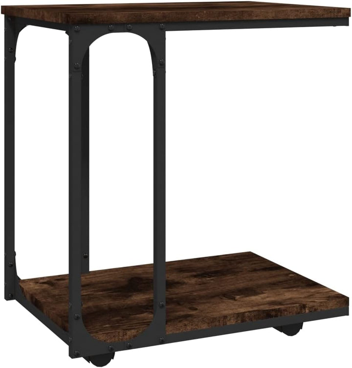 FIRBNUS Beistelltisch mit Rollen Räuchereiche 50x35x55,5 cm Beistelltische Fürs Wohnzimmer Beistellt