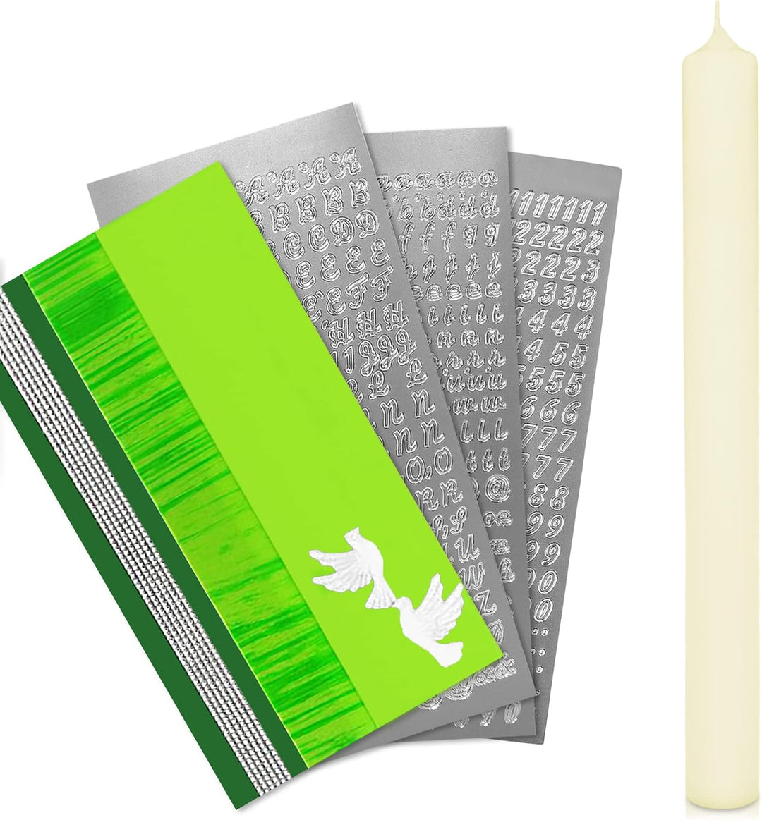 WIKAKERZEN Kerzen-Rohling Set für Taufe, Hochzeit oder Kommunion selbst gestalten inkl. Buchstaben z