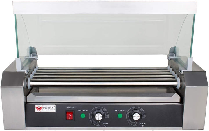Beeketal 'BH5WG' Profi Hot Dog Grill mit 5 rotierenden Heizstäben, Edelstahl Würstchen Grill Gerät m