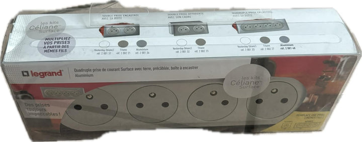 Legrand Céliane Komplettset 4 Steckdosen, zweipolig, mit Erdung, verdrahtet, Silber, 200148 3680 wat