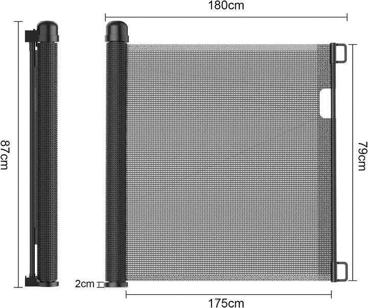 UISEBRT Türschutzgitter Ausziehbar 0-180cm, Treppenschutzgitter für Baby und Pelztiere, SchwarzSchut