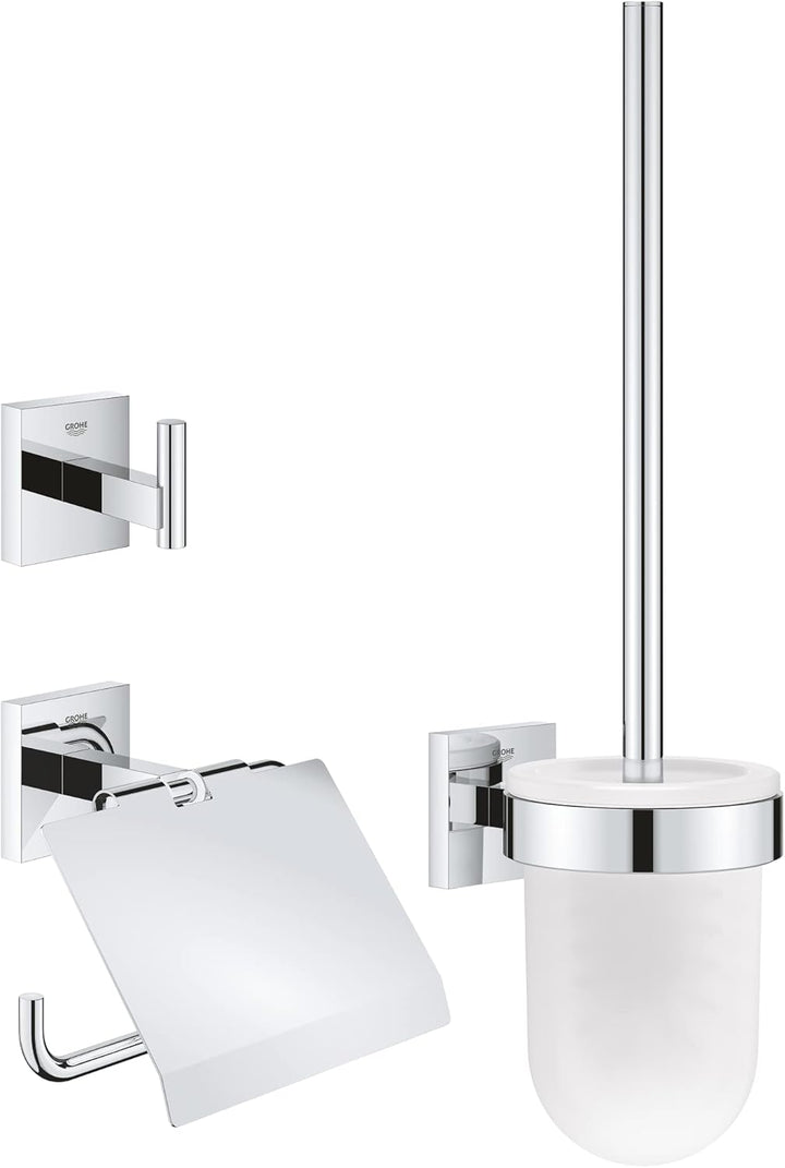 GROHE Start Cube - WC- Set 3-in-1 (verdeckte Befestigung, Material: Glas/Metall, langlebig), chrom,