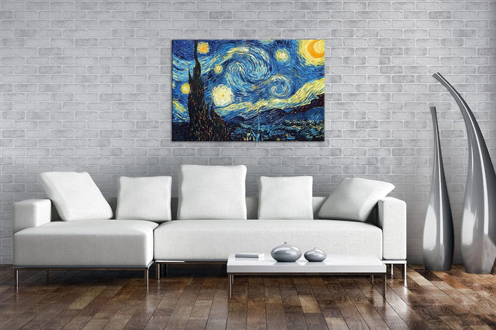deyoli Sternenklarer Himmel Van Gogh Format: 120x80 als Leinwandbild, Motiv fertig gerahmt auf Echth