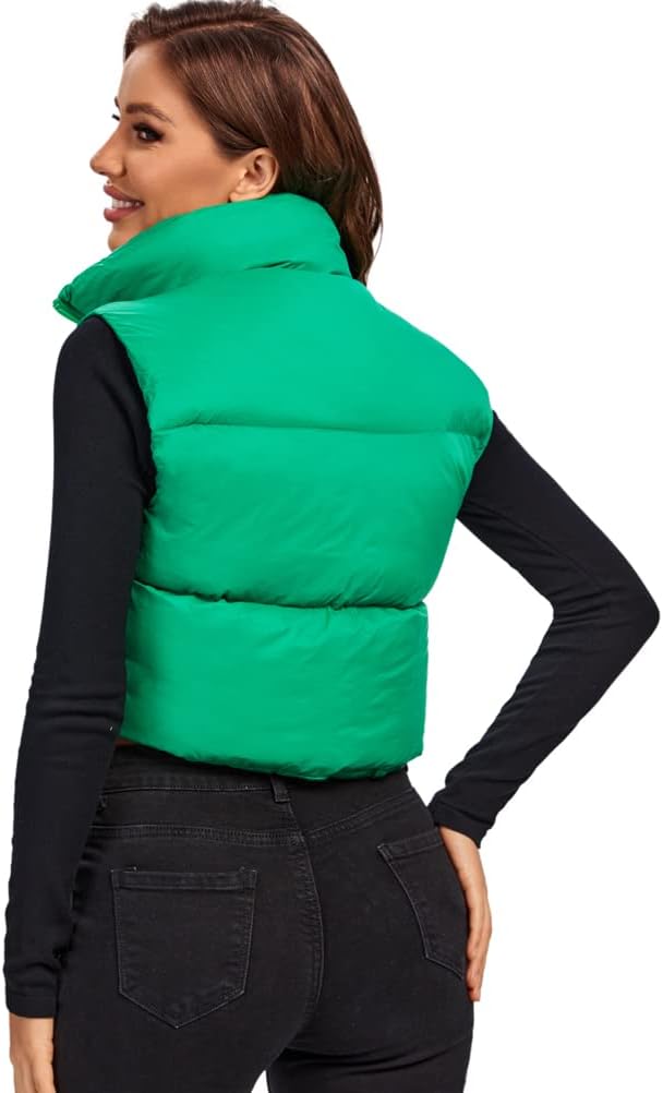fuinloth Damen Weste Kurz Stehkragen Steppweste Warm Winter Crop Puffer Weste mit Reissverschluss Är