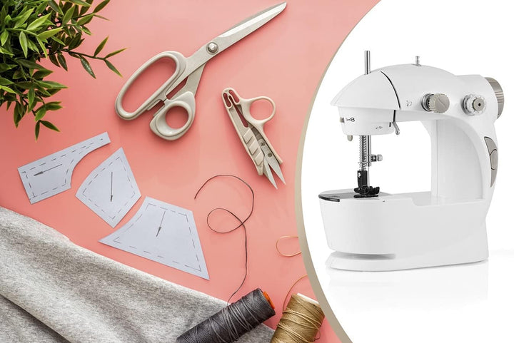 UMUZI CLEANING Mini Nähmaschine mit Pedal, Tragbare 670g Nähmaschine für DIY Anfänger, Kleine 3-Gäng
