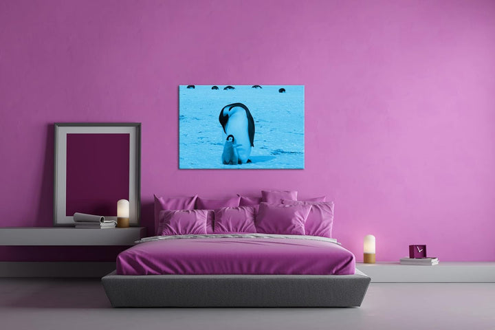 deyoli süsse Kaiserpinguine in der Antarktis Format 60x40 Effekt: Monocrome Blau als Leinwandbild, M