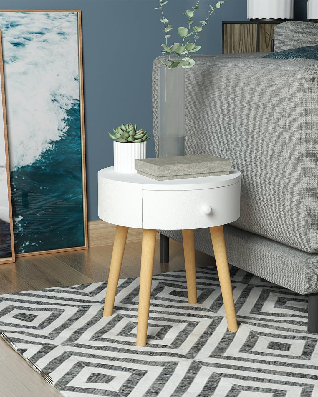 WOLTU Nachttisch 2er Set Nachtkommode Nachtschrank Beistelltisch Sofatisch, mit Schublade, mit Beine