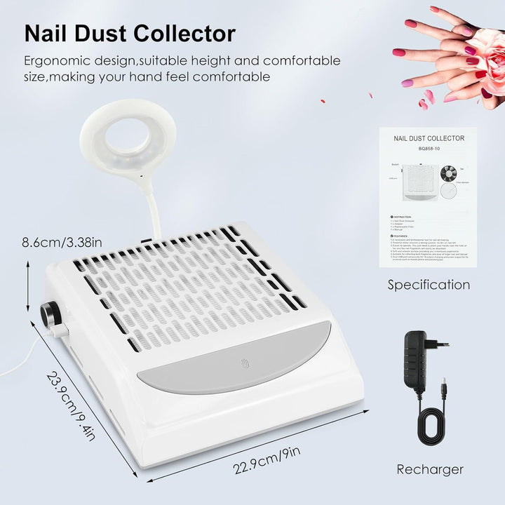Staubabsaugung Für Nägel Mit Filter,Staubabsaugung Für Nägel 100W,Mit Led Licht,Nagelstaubsauger,Wie