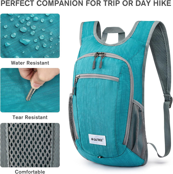 Kleiner Rucksack 10/15/20L Faltbarer Leichter Wanderrucksack Damen Herren, 10Liters