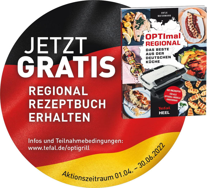 Tefal OptiGrill+ Snacking und Baking GC7148 Kontaktgrill | 2.000 W| automatische Anzeige des Garzust