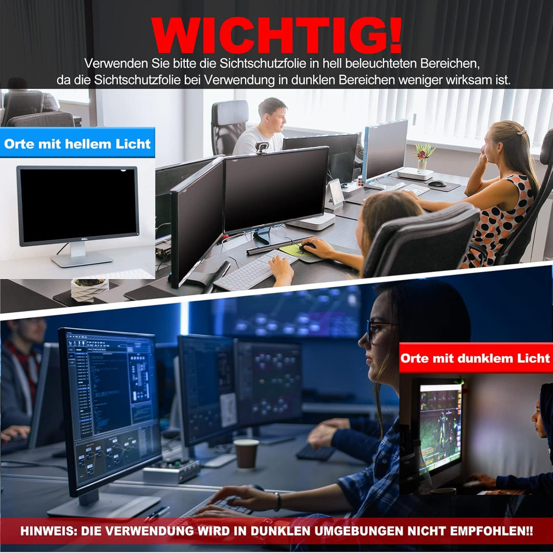 ngningo Computer Blickschutzfolie 24 Zoll für 16:9 Seitenverhältnis Monitor, Sichtschutzfolie Privat