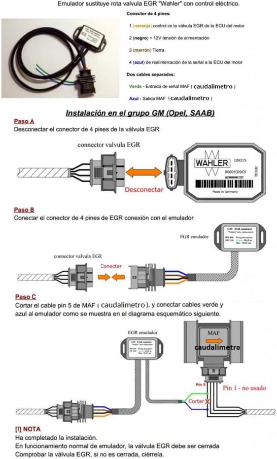 TBVPARTS AGR-VENTIL-ABBRECHEN EMULATOR WAHLER 7375D MIT ELEKTRISCHER STEUERUNG 2.0 / 2.2 DTI ABBRECH