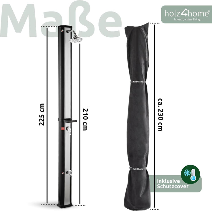 holz4home® Solardusche Gartendusche I Aussendusche mit Warmwasser bis 60°C I Outdoordusche für Garte