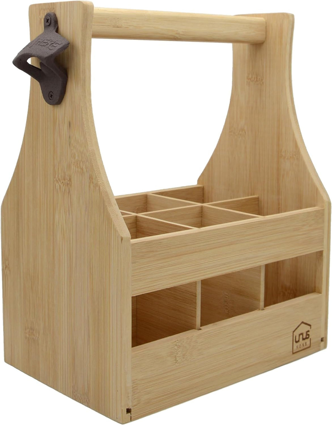UNUS Home Männerhandtasche aus Bambus Bier, Flaschenträger aus Holz für 6 Flaschen, Bierträger mit F