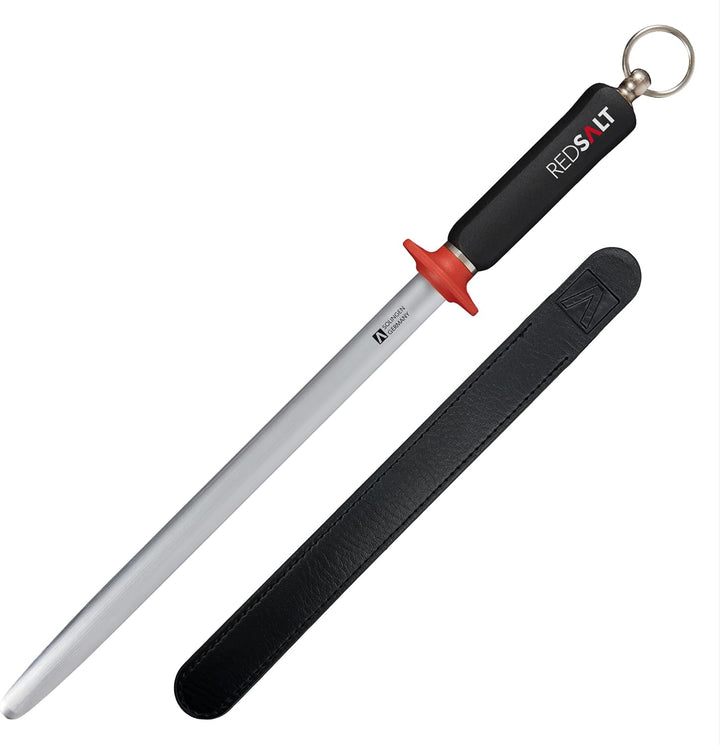 REDSALT® Premium Wetzstahl 30cm ovaler Microfein Saphirzug für hochwertige Messer | HRC 65 Chrom Van