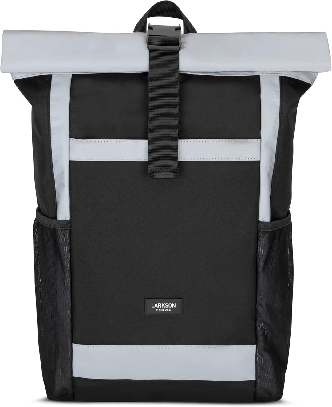 LARKSON Rolltop Rucksack Damen Gross Schwarz Reflektierend - No 2 - Daypack für Schule, Uni, Fahrrad