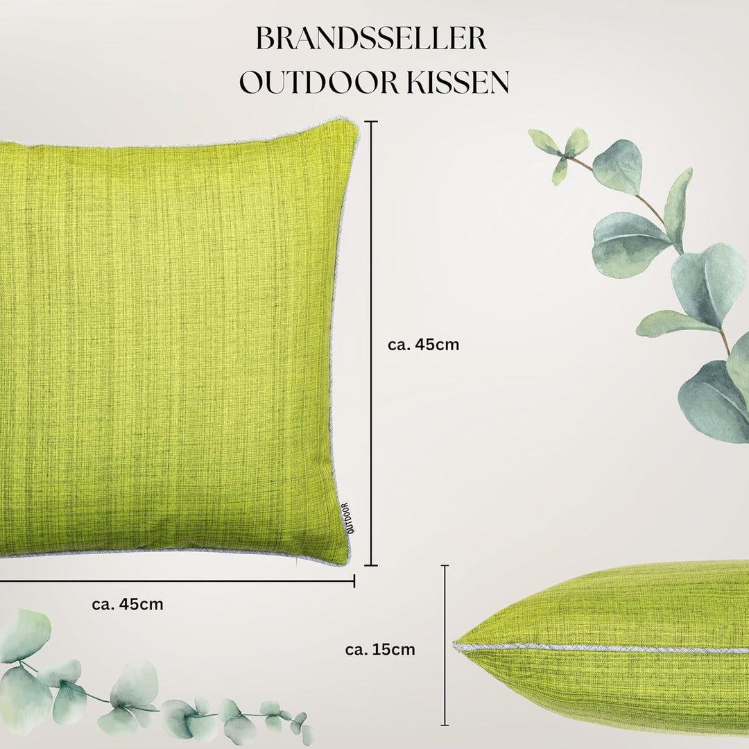 Brandsseller Kissen 2er-Set 45x45 cm Outdoor Garten Dekokissen mit Paspel - Leinenoptik Uni Schmutz-