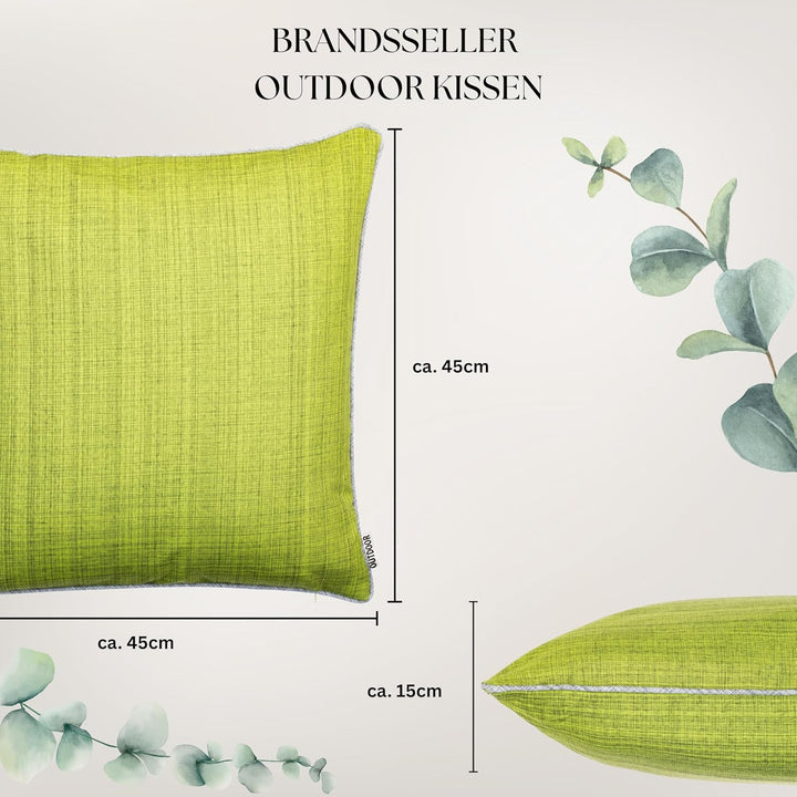 Brandsseller Kissen 2er-Set 45x45 cm Outdoor Garten Dekokissen mit Paspel - Leinenoptik Uni Schmutz-