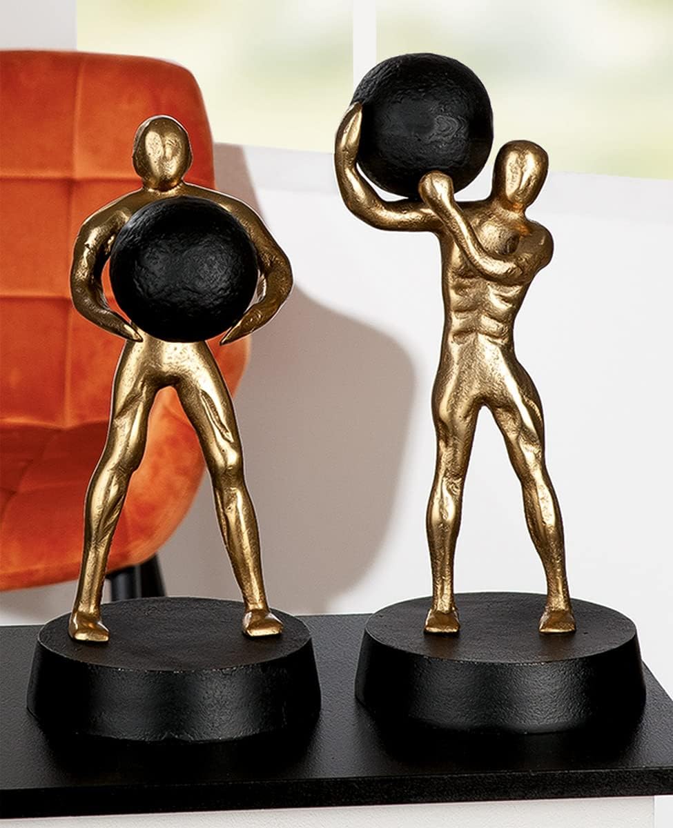 GILDE Deko Figur Skulptur Strong Stark XL - Moderne Kunst und Dekoration aus Kunstharz - Farbe: Gold