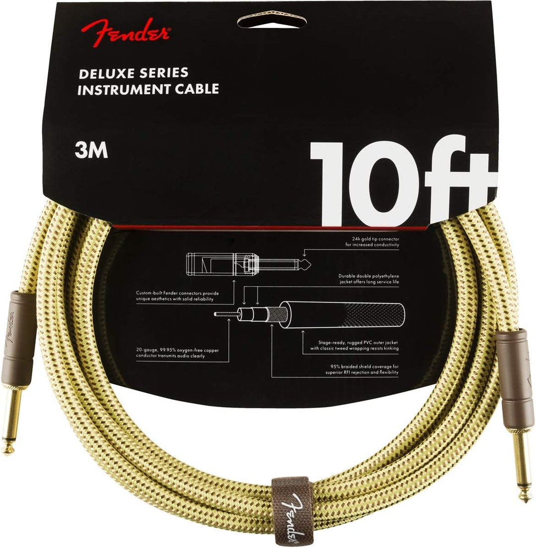 Fender Verstärker für Akustikgitarre, 15 W & Kabel Deluxe Series, 3m, Tweed 15W Bundle mit Kabel Del