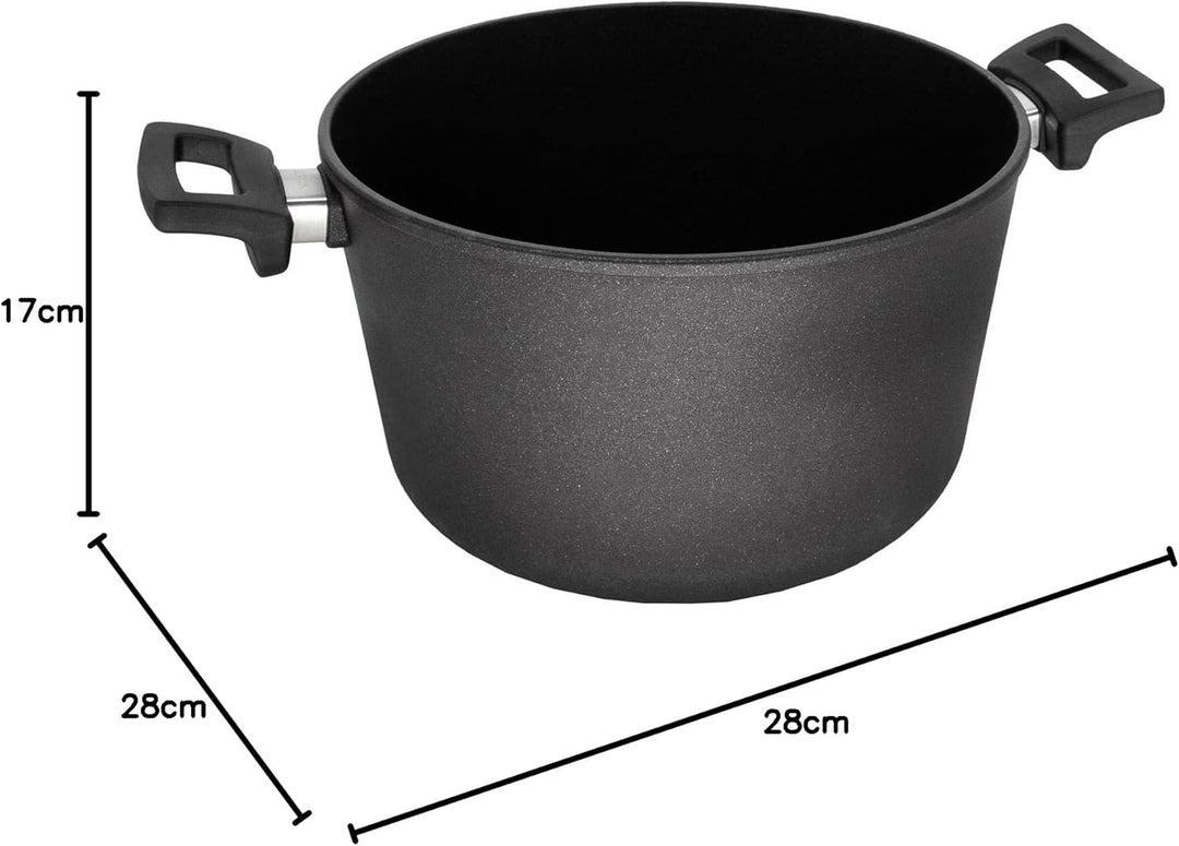 Eurolux Guss-Topf Ø 28 cm - ca. 8,5 Liter - grosser hoher Universal-Koch-Topf Aluguss mit Beschichtu
