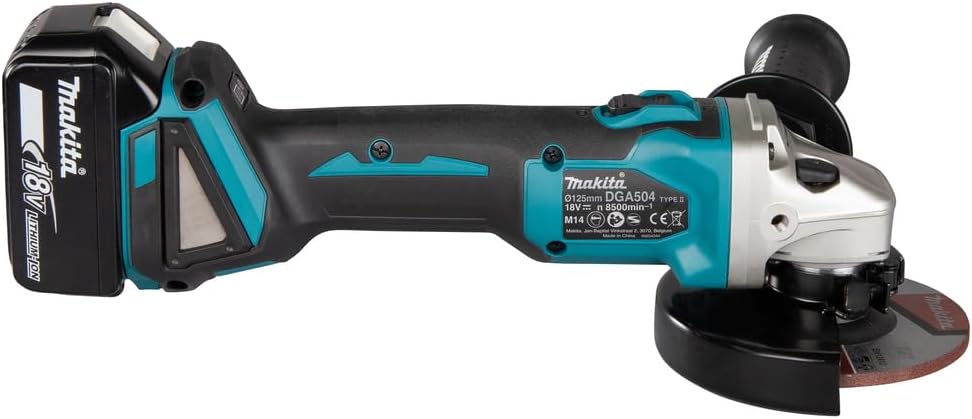 Makita Akku-Winkelschleifer 18 V / 4,0 Ah im MAKPAC inklusive 2 Akkus und Ladegerät, Blau, Silber, 9