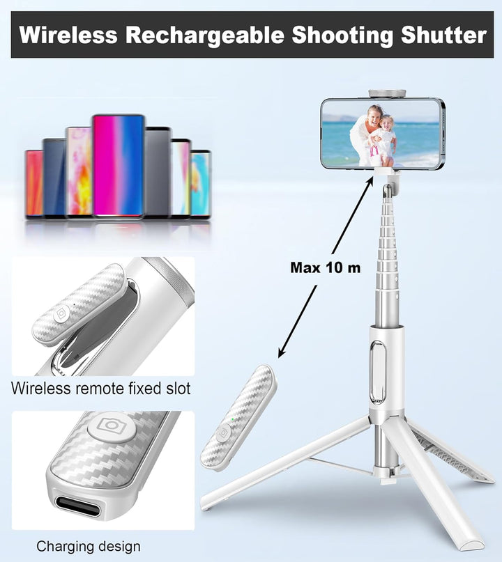 TONEOF 170CM Selfie Stick Stativ, Ausziehbar All-in-1 Handy Stativ aus Aluminium mit Kabelloser Fern