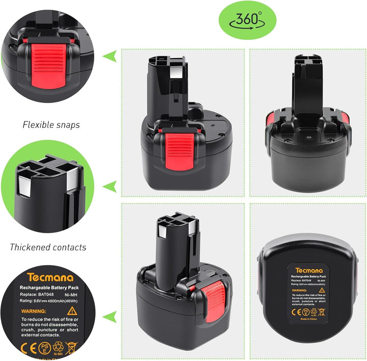 Tecmana 9.6V 3.5Ah Ersatzakku für Bosch PSR 960 BAT048 BAT100 BAT119 BH984 BPT1041 PSR960 23609 3260