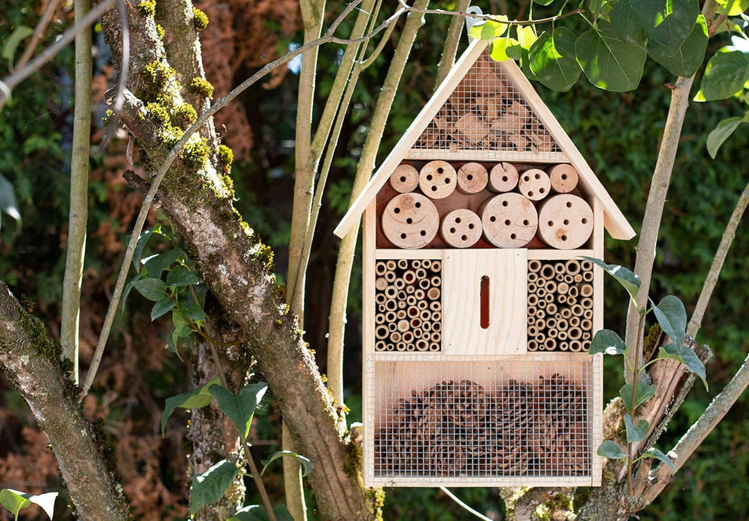 Brandsseller Insektenhotel XXL Natur Nistkasten Insektenhaus aus Holz für Fluginsekten - Bienen,Schm
