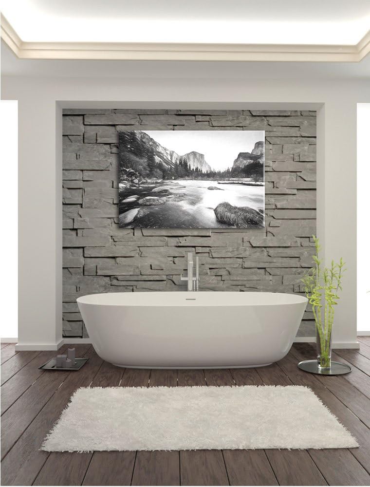 Pixxprint Yosemite National Park California Kunst Kohle Effekt, Format: 100x70 auf Leinwand, XXL rie