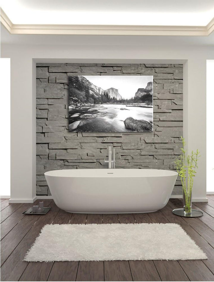 Pixxprint Yosemite National Park California Kunst Kohle Effekt, Format: 100x70 auf Leinwand, XXL rie