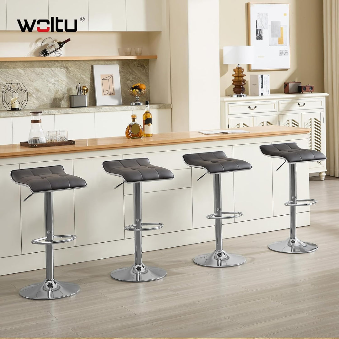 WOLTU BH28gr-1 1X Barhocker 1er Set Barstuhl Tresenhocker, aus hochwertigem Kunstleder, verchromter