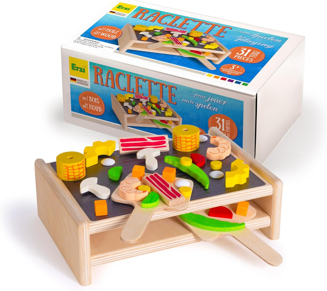 Erzi 10685 Raclette aus Holz, Kinderküche, Kaufladenartikel für Kinder, Rollenspiele