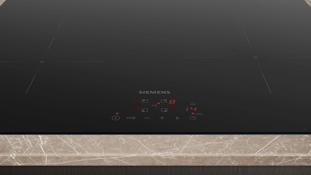 Siemens EU611BEB6E iQ100, Induktionskochfeld, 60 cm, Schwarz, Rahmenlos aufliegend, TouchControl, po