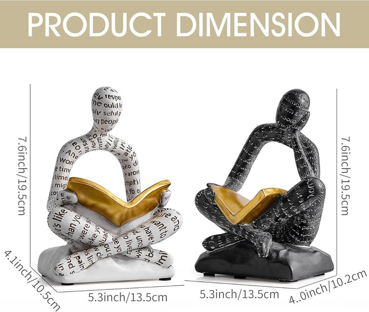 Dekorative Buchstützen für Schwere Bücher, Harzig Leser Skulptur Bücherstütze für Regale Deko, Büche