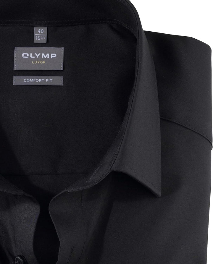 OLYMP Herren Oberhemd Langarm Hemd,einfarbig,Einfarbig,Comfort fit,New Kent 36 Schwarz 68, 36 Schwar