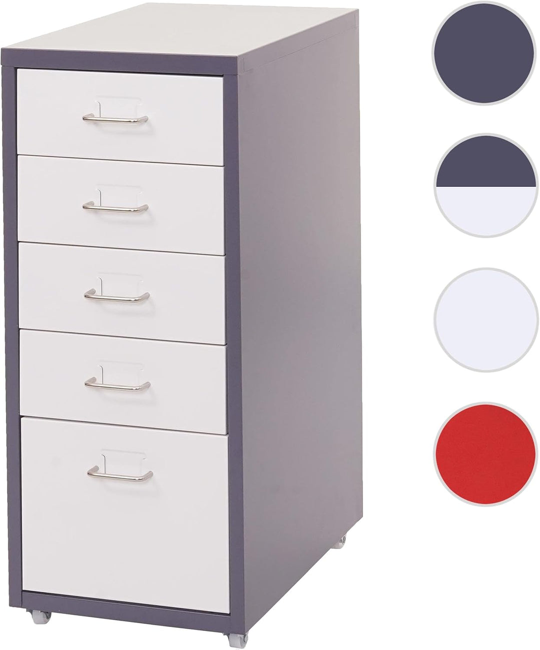 Mendler Rollcontainer Boston T851, Schubladenschrank Stahlschrank, 69x28x41cm 5 Schubladen - dunkelg