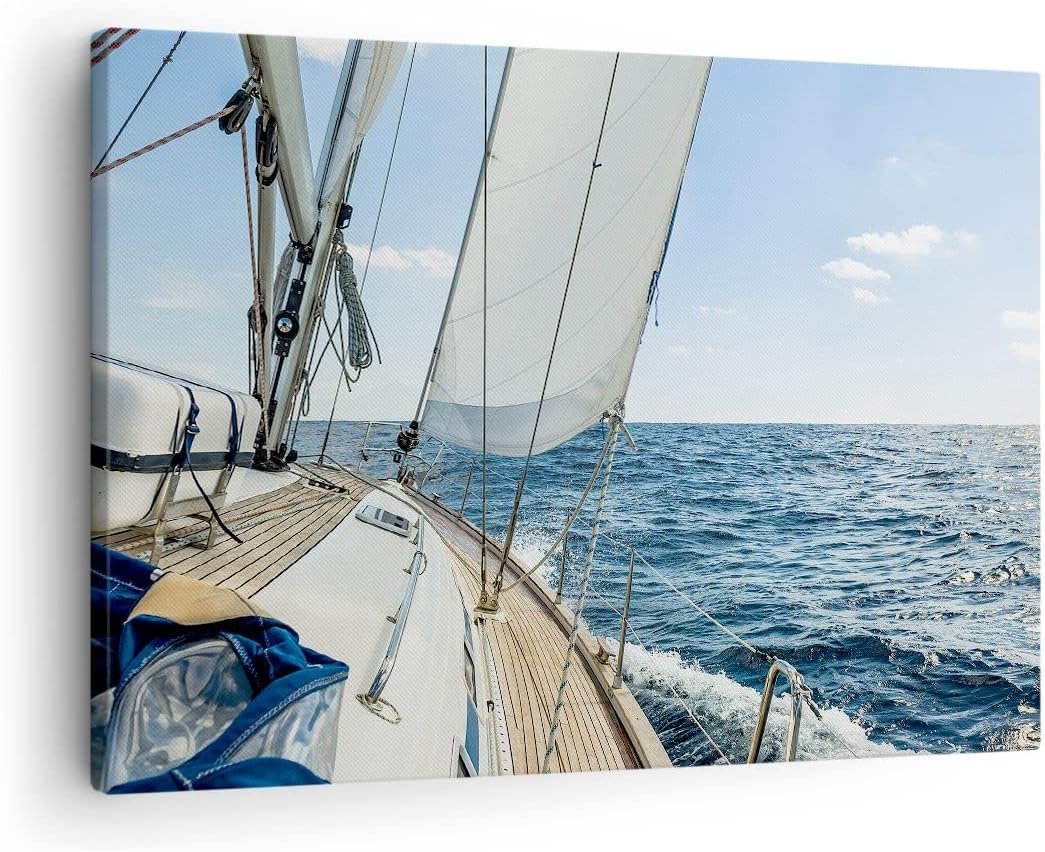 ARTTOR Bilder auf Leinwand Meer Kreuzfahrt Segel Leinwandbild 70x50cm Wandbilder Dekoration Wohnzimm