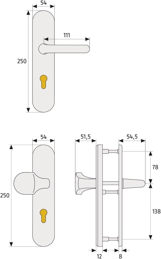 ABUS Tür-Schutzbeschlag KLT512 F1 für Feuerschutztüren, rund, aluminium, 425592 Wechselgarnitur / fü